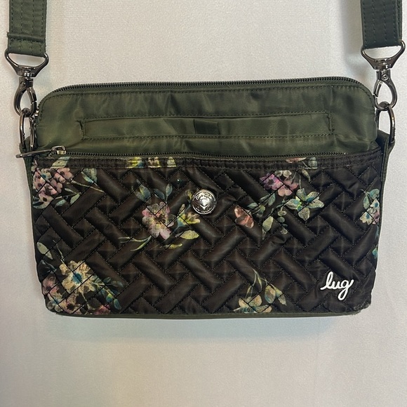 Lug Olive Green/Bouquet Black Color Blocked Quilted Convertible Crossbody RFID - Picture 3 of 14